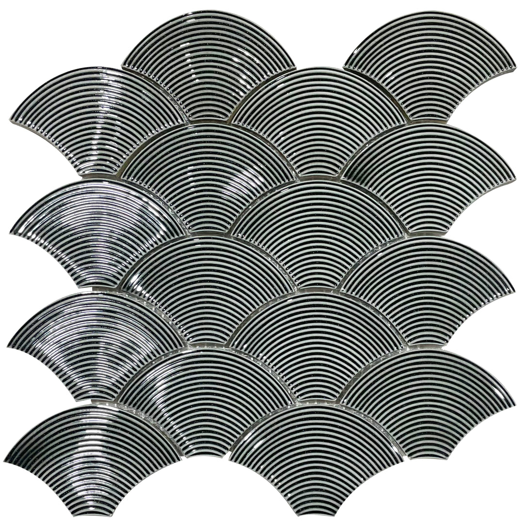 FAN RECYCLED GLASS 32.5X30CM MOSAIC SPN BX=0.98M2=10.55SF