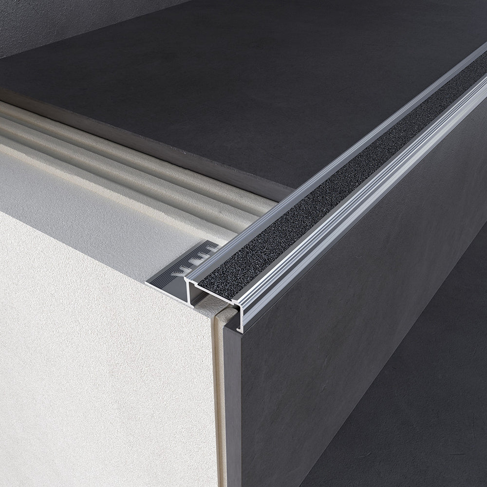 243A-PM-12 STEP SILVER MATTE ALUMINIUM TRIM, 2.5M, 12MM