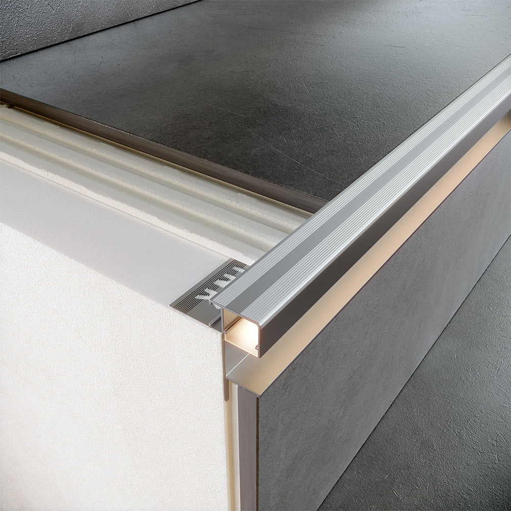306A-PM-12 STEP LED SILVER MATT ALUMINIUM TRIM, 2.5M, 12MM