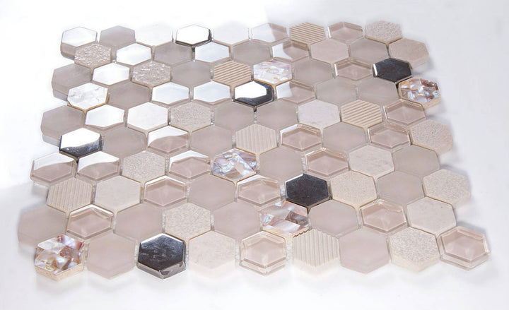 HEXAGONOL BEIGE NACAR 30X30.5CM MOSAIC SPAIN BX=1M2=10.76SF