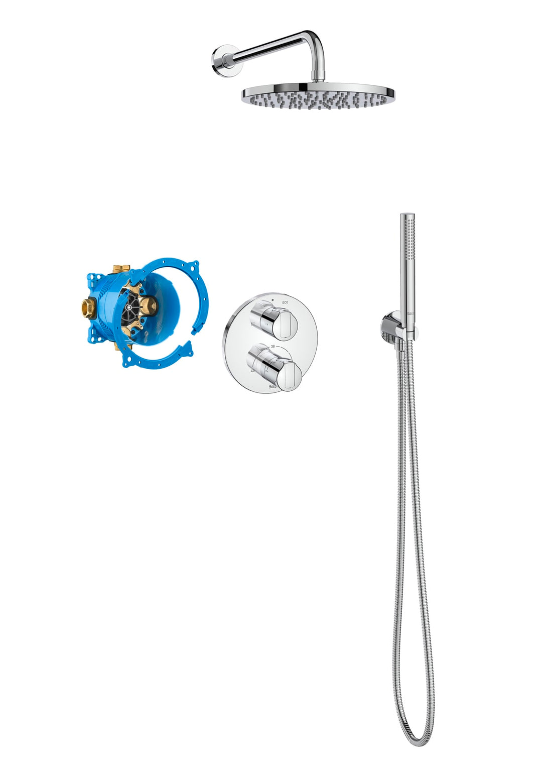 SHOWER MIXER SET IN WALL T-1000 3 IN 1 W. ROCABOX CHROME