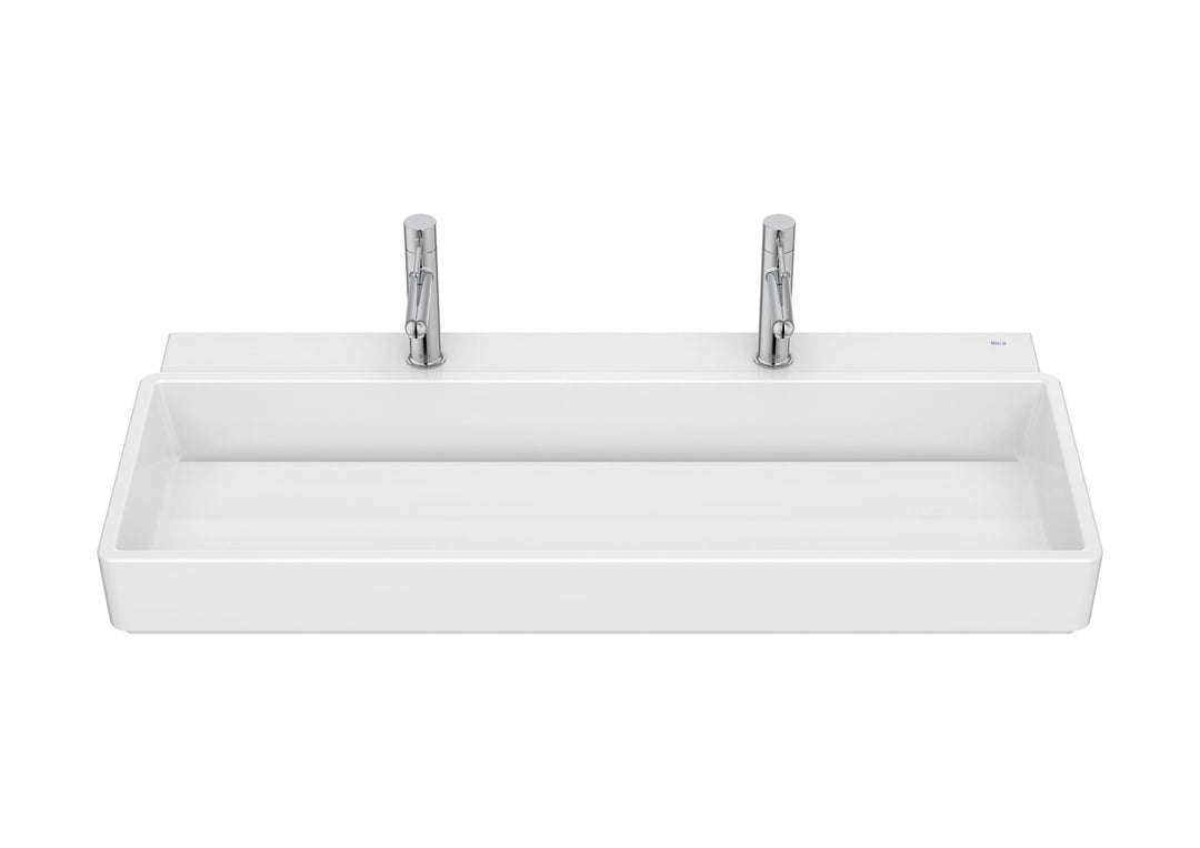 BASIN DOUBLE WALL HUNG TURA 2 HOLE 1000X430MM WHITE