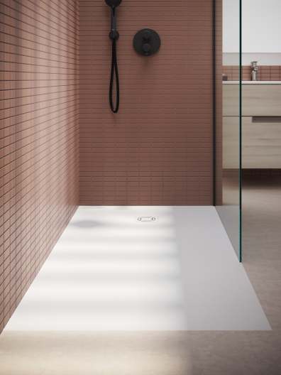 SHOWER TRAY TERRAN-N STONEX WITH DRAIN 800X1600MM WHITE