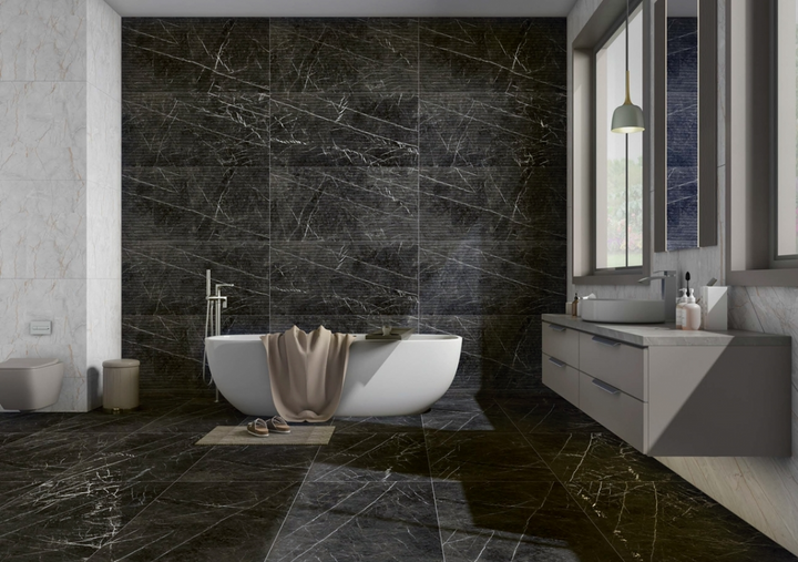 PIETRA NERO DECOR 60X120cm POR/GL/MT INDIA BX=1.44M2=15.5SF