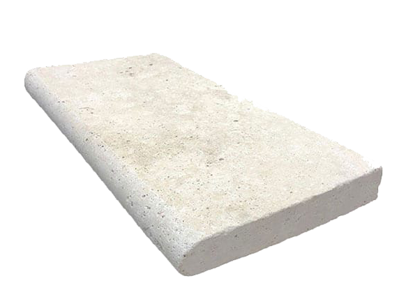 LIGHT TRAVERTINE POOL COPING - ROUND EDGE 15X30CM TURKEY