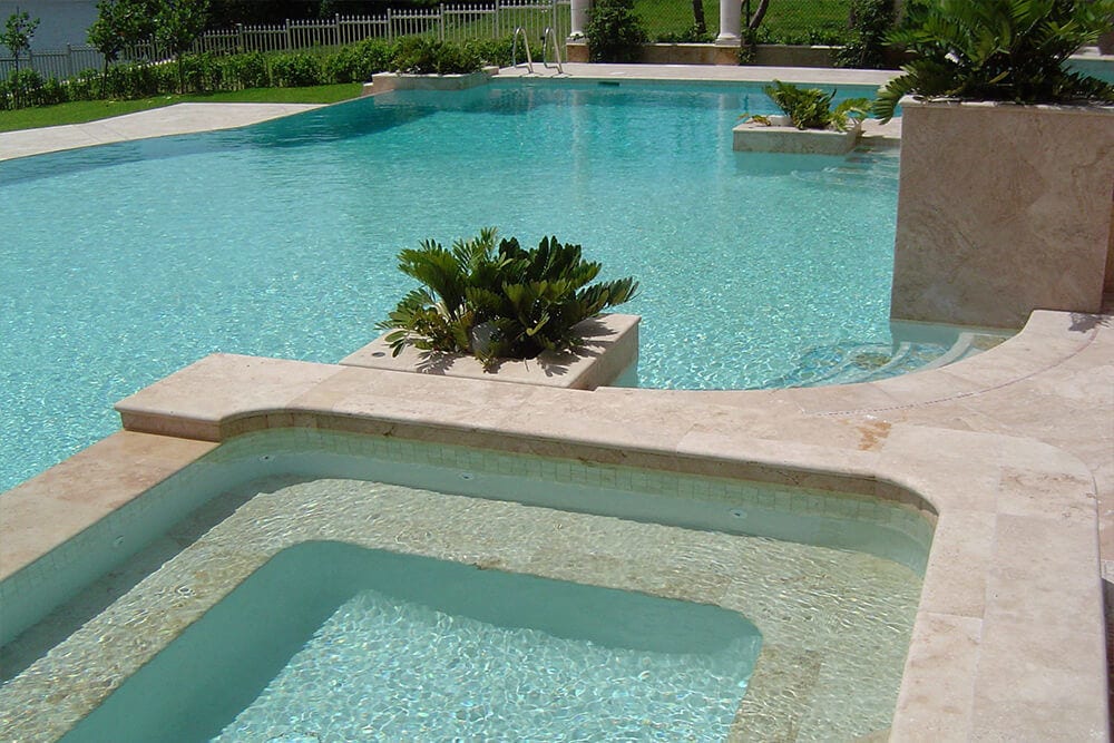 LIGHT TRAVERTINE POOL COPING - ROUND EDGE 15X30CM TURKEY