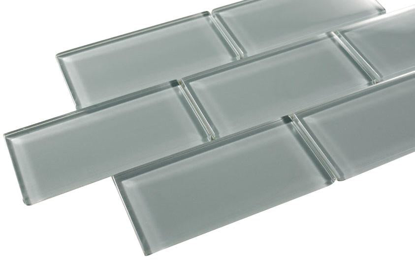 GLMCF13 MIAMI GLASS LIGHT GREY SUBWAY, 7.5X15 CM,  CHINA