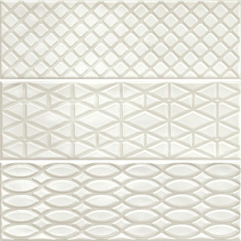 BRICK GLOSSY DEC. GR 10X30CM WHITE BODY WALL, ITALY, 1Q